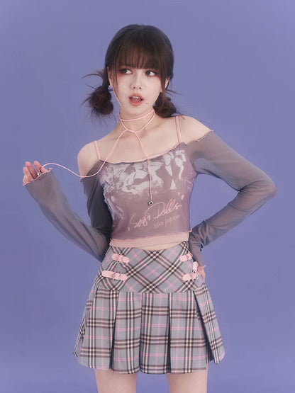 Schmales, kurzes Top mit transparentem Cami-Design