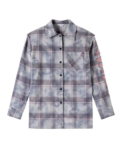 Check Shoulder Loose Silhouette Shirt