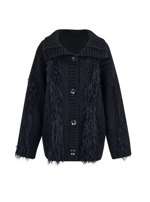 ワンショルダーニットケーブル+ケーブルカーディガン