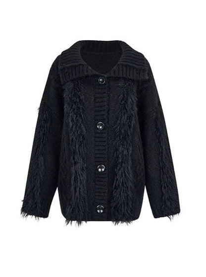 ワンショルダーニットケーブル+ケーブルカーディガン