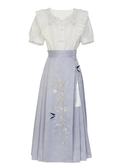 Sommer Faltenrock Retro Rüschen Top Design China