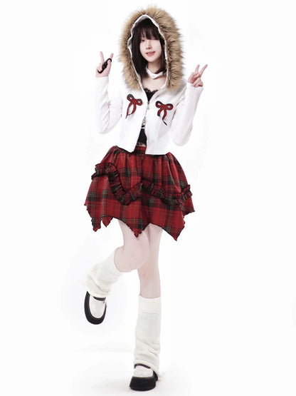 Lace Hoodie Black Stout Double Knit + Cherry Zip