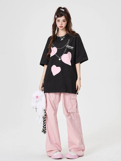 オーバーサイズTシャツ ルーズチェーンラブ