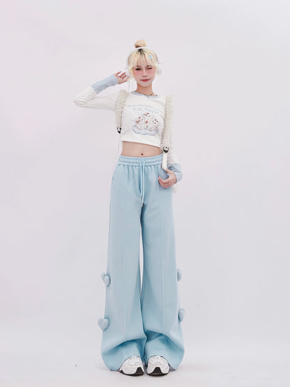 Blaue Casual Pop Pants Heart Wide