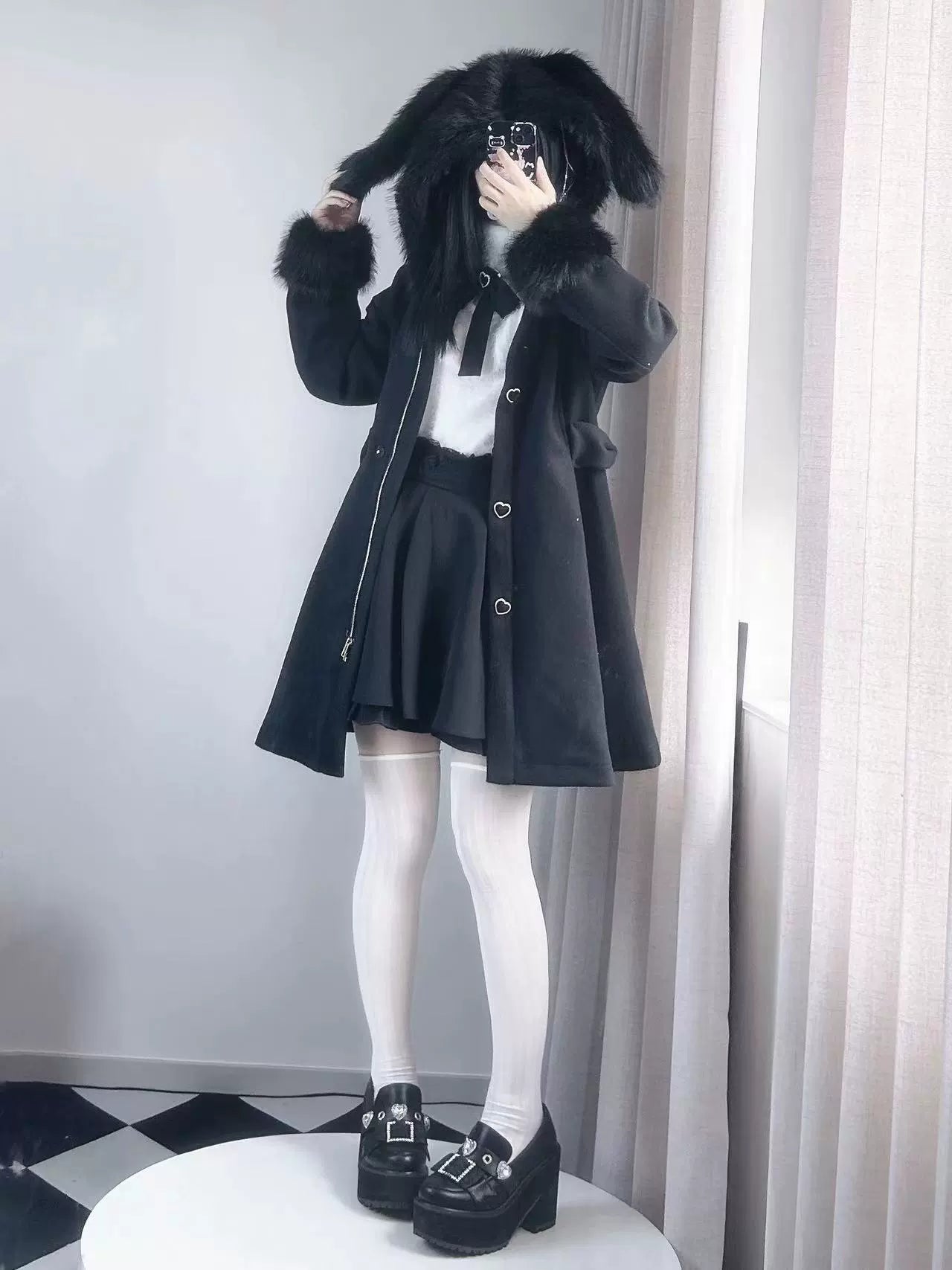 リトルラビット マインコート ファー ブラック