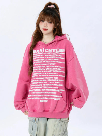 Letter American Retro Hoodie Print