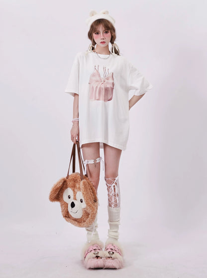 Illustrierte Bandtops Satin