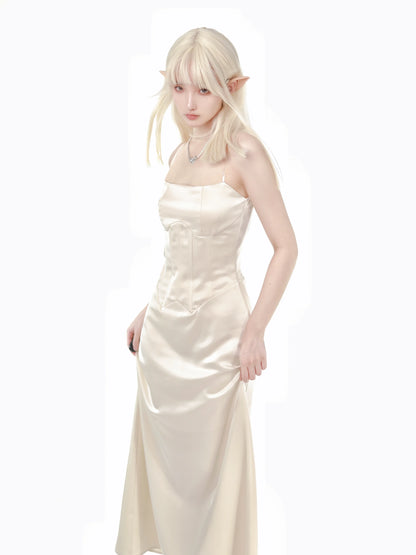 Solid Dress Suspender Color Dress Fishtail