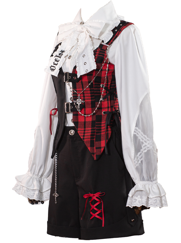 スーツセット チェック ベスト パンツ スカート シャツ プリンス