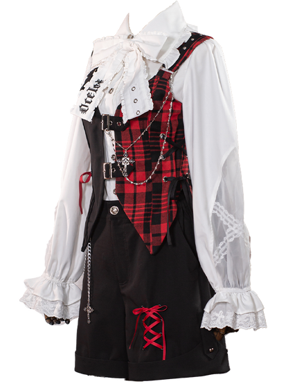 スーツセット チェック ベスト パンツ スカート シャツ プリンス