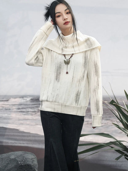 Dark Top Print Rollkragen Marmor