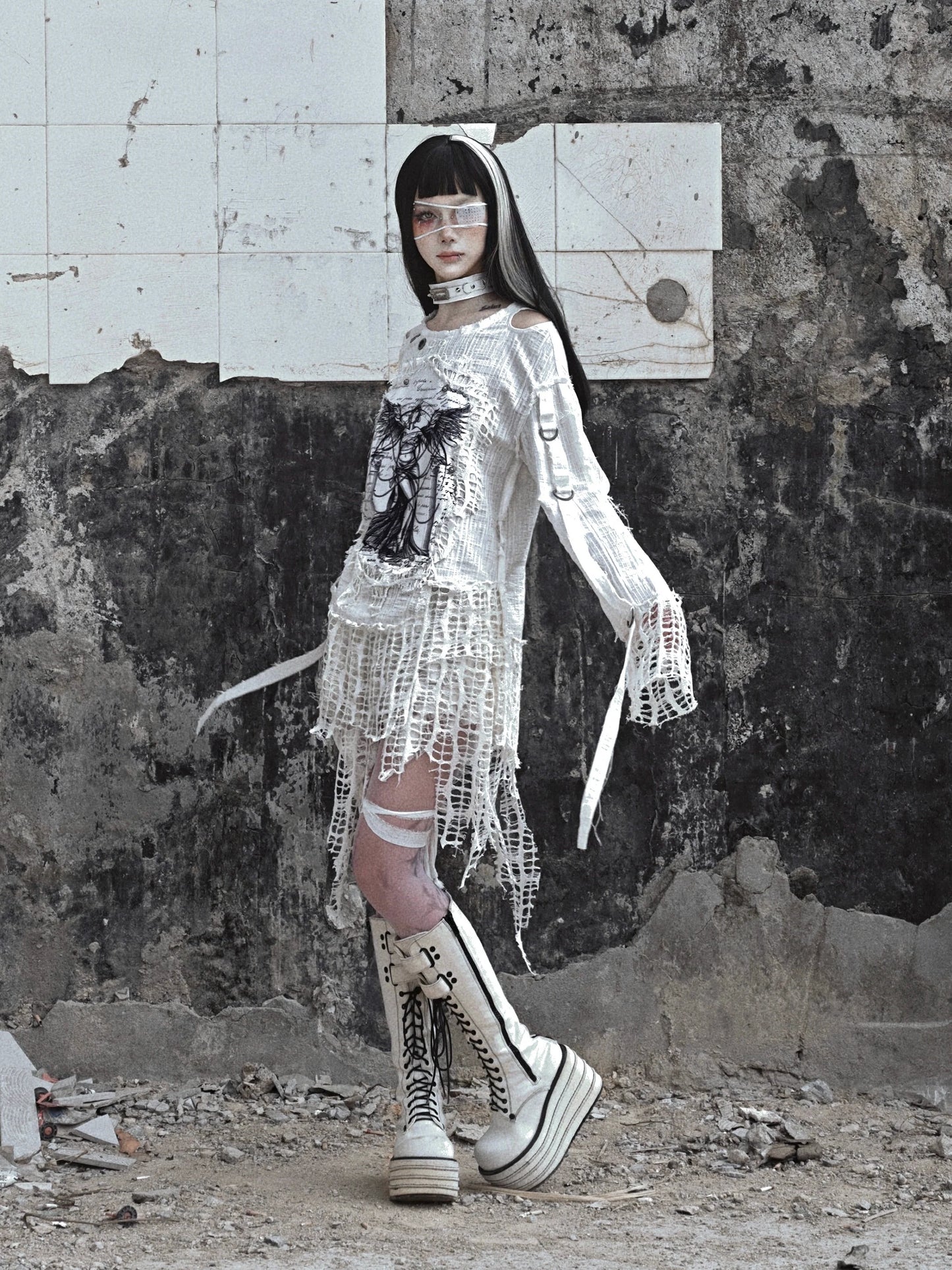 Girl Tops Illustration Window Damaged