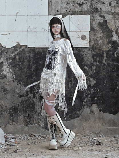 Girl Tops Illustration Window Damaged