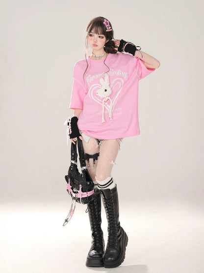 T-Shirt Rabbit 3D Short-Sleeved Design