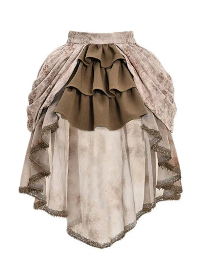 Steampunk Pleated Victoria Skirt Tail Retro