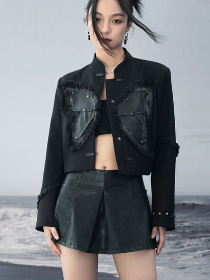 中国製ショートレザーバタフライコート