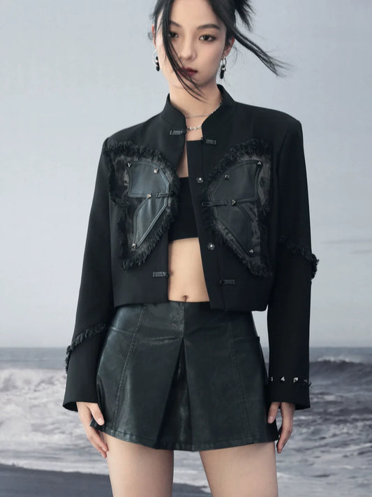 中国製ショートレザーバタフライコート