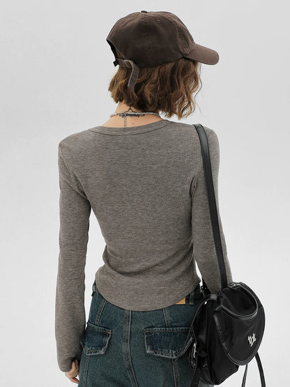 Square Korean Slim Style Long Neck T