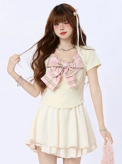 チェックショートビッグトップボウ