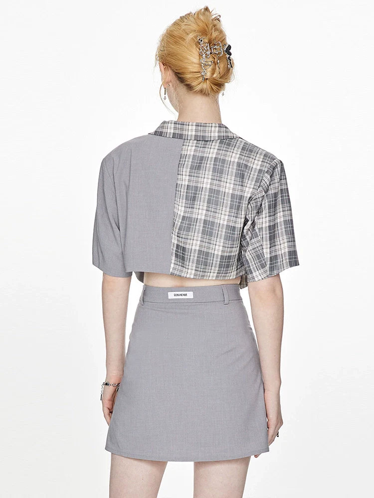 Short Summer Jacket + Asymmetrical Check