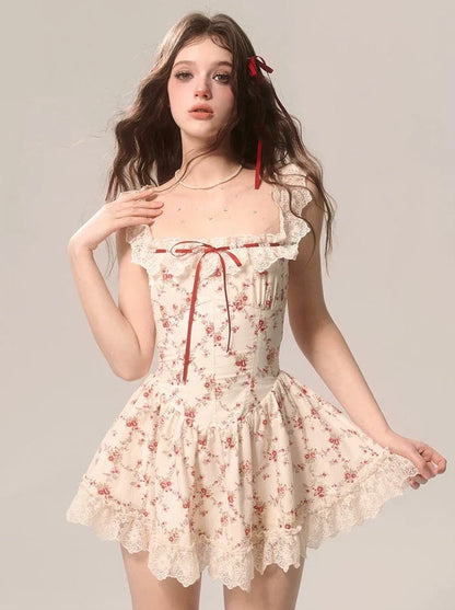 レースフローラルローズドレスキャミソールフレンチソウル