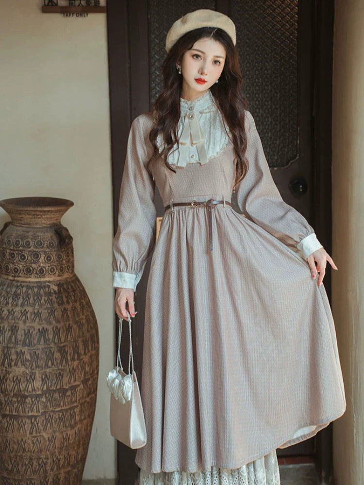 レトロ ロング ガーリー ドレス