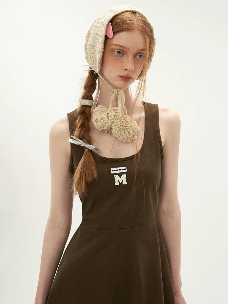 Neck College Strap Vest Style Dress