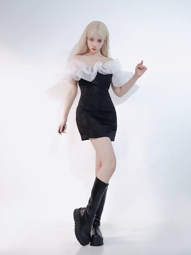 Voluminous Tulle Dress Tight Flared