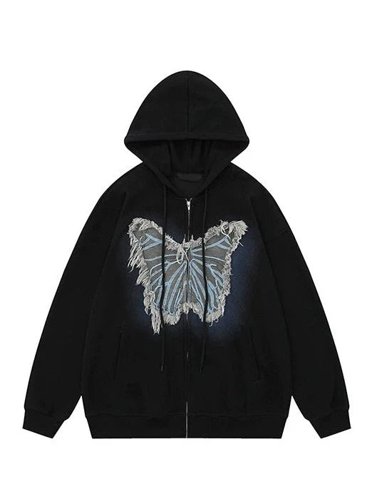 Art Illustration Mode Hoodie Butterfly Over