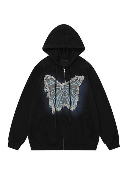 Art Illustration Mode Hoodie Butterfly Over