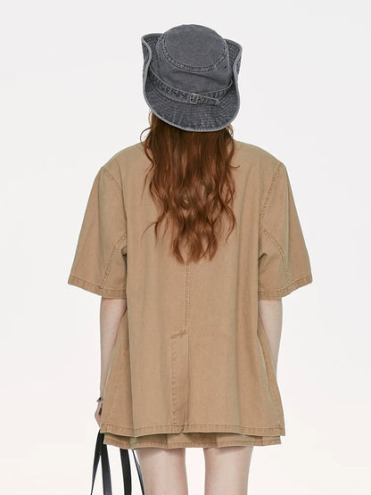 スタイル カーキジャケット デニムウエストランド