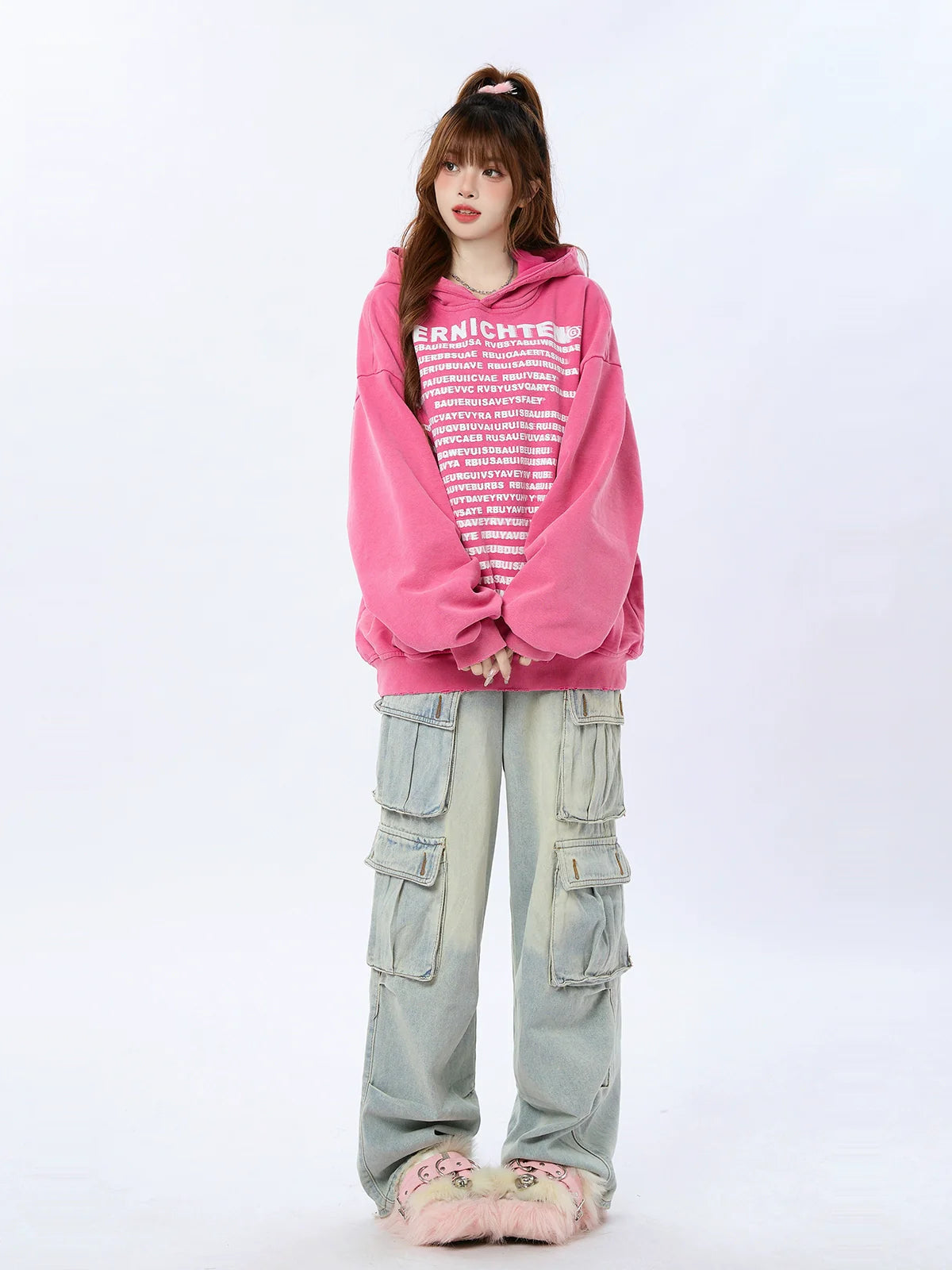 Letter American Retro Hoodie Print