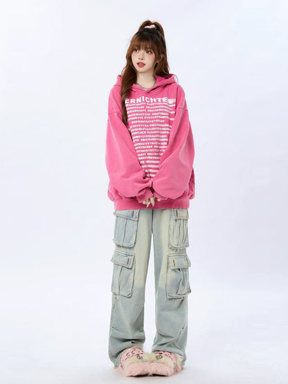 Letter American Retro Hoodie Print