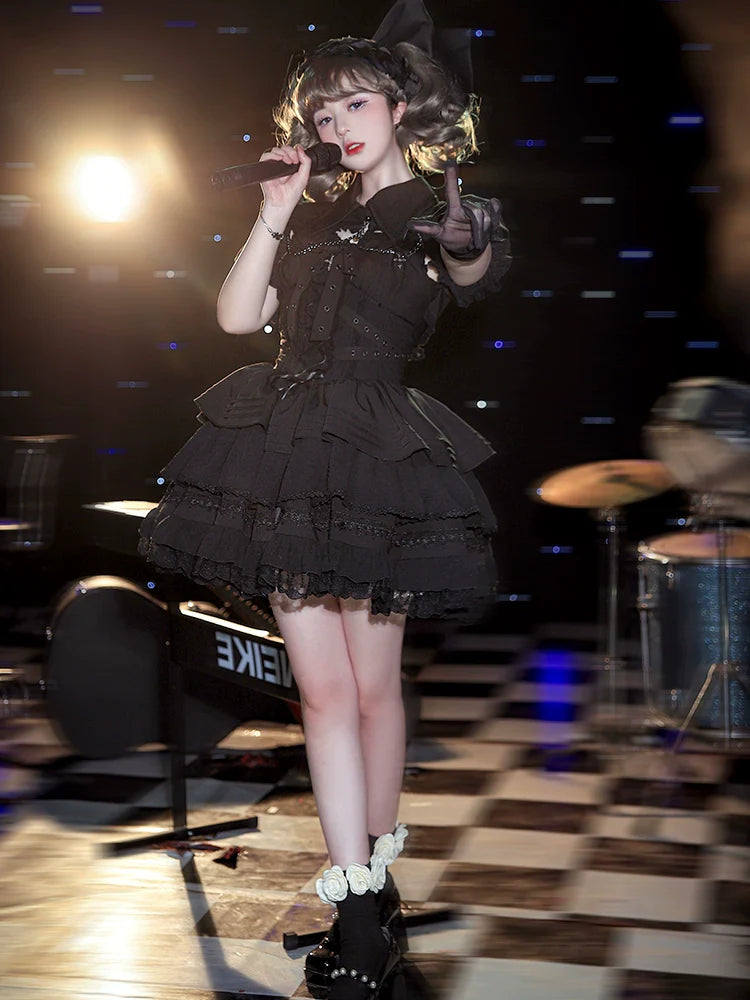 Kleid Kurz Kreuz Vertrag Sweetheart Gothic