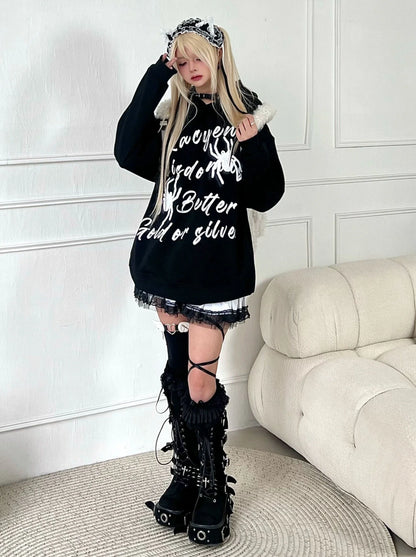 Hoodie Hooded Spider Dark Letter Print Student Letter