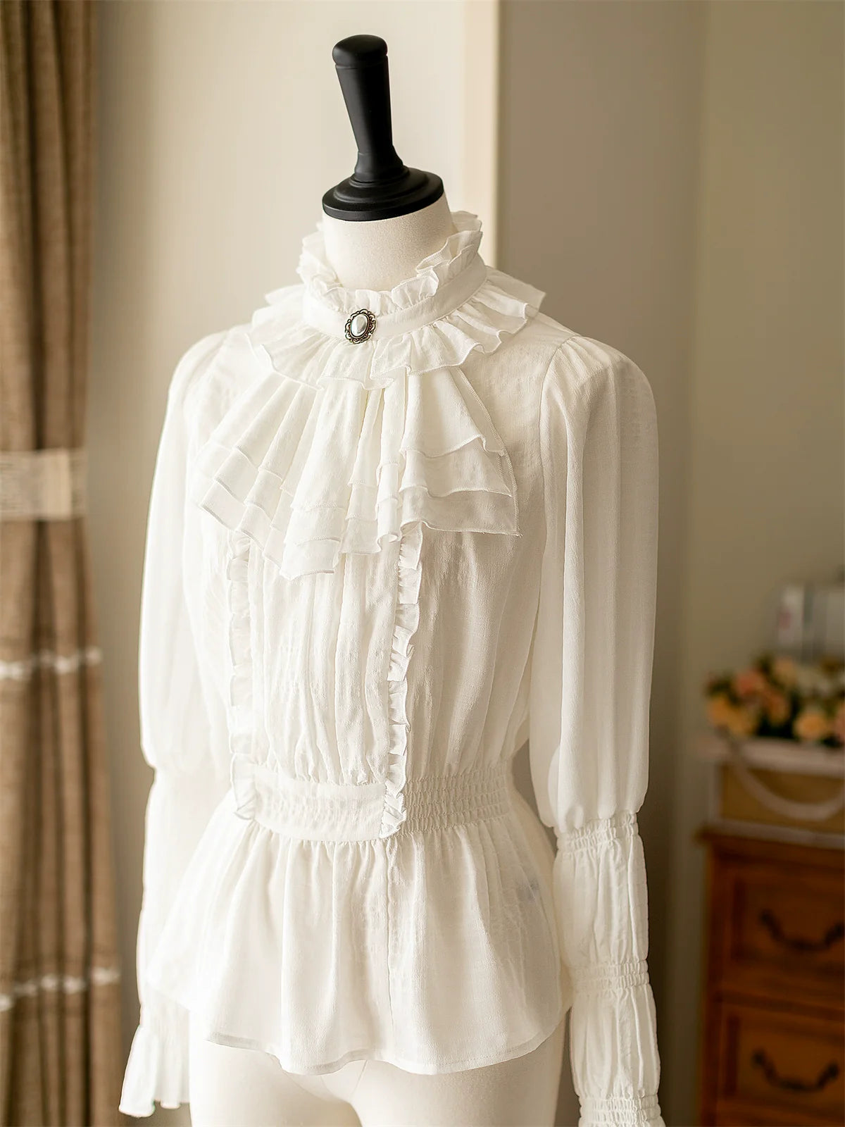 Vest Retro Colored Classical + Long Flared Blouse Skirt