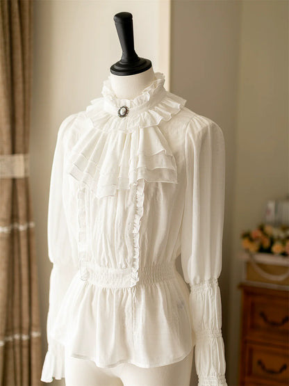 Vest Retro Colored Classical + Long Flared Blouse Skirt