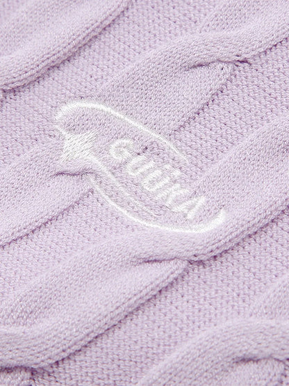 Lila Sommer-Strick-Poloshirt mit Twist