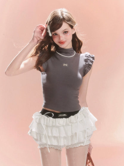 Pants Lace Tiered Flared Skirt