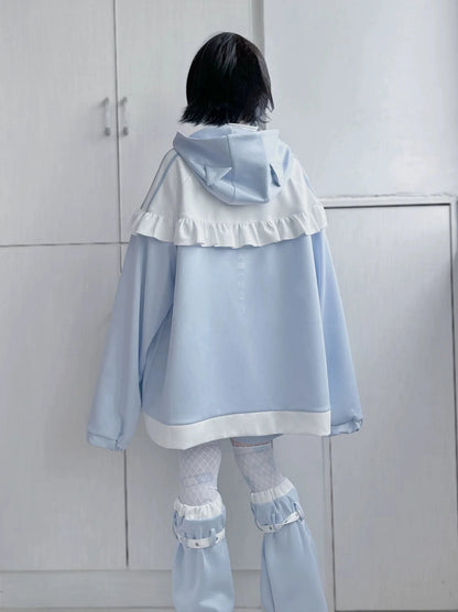 Hoodie Ear Three Piece Aqua Neighborhood Cat Loose Angel Set