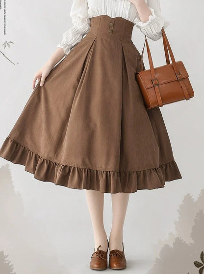 Vest Retro Colored Classical + Long Flared Blouse Skirt