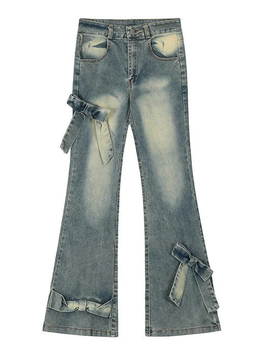 リボンスリムフレアデニム