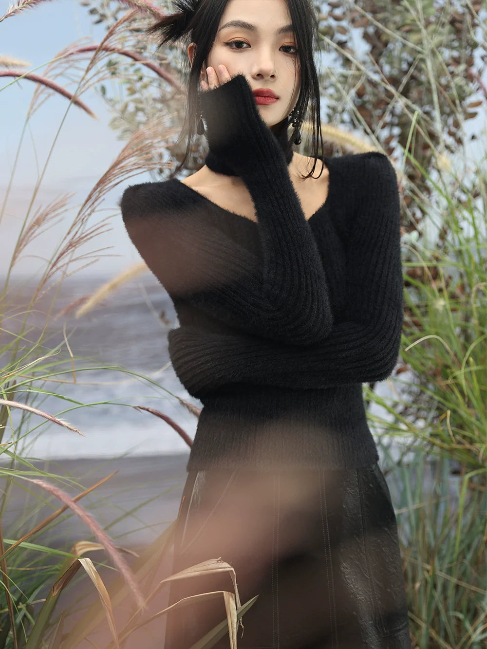 Halter Neck Sweater Choker Knit