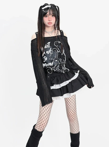 Print Off-the-shoulder Top Rabbit