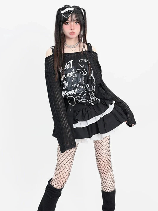 Print Off-the-shoulder Top Rabbit