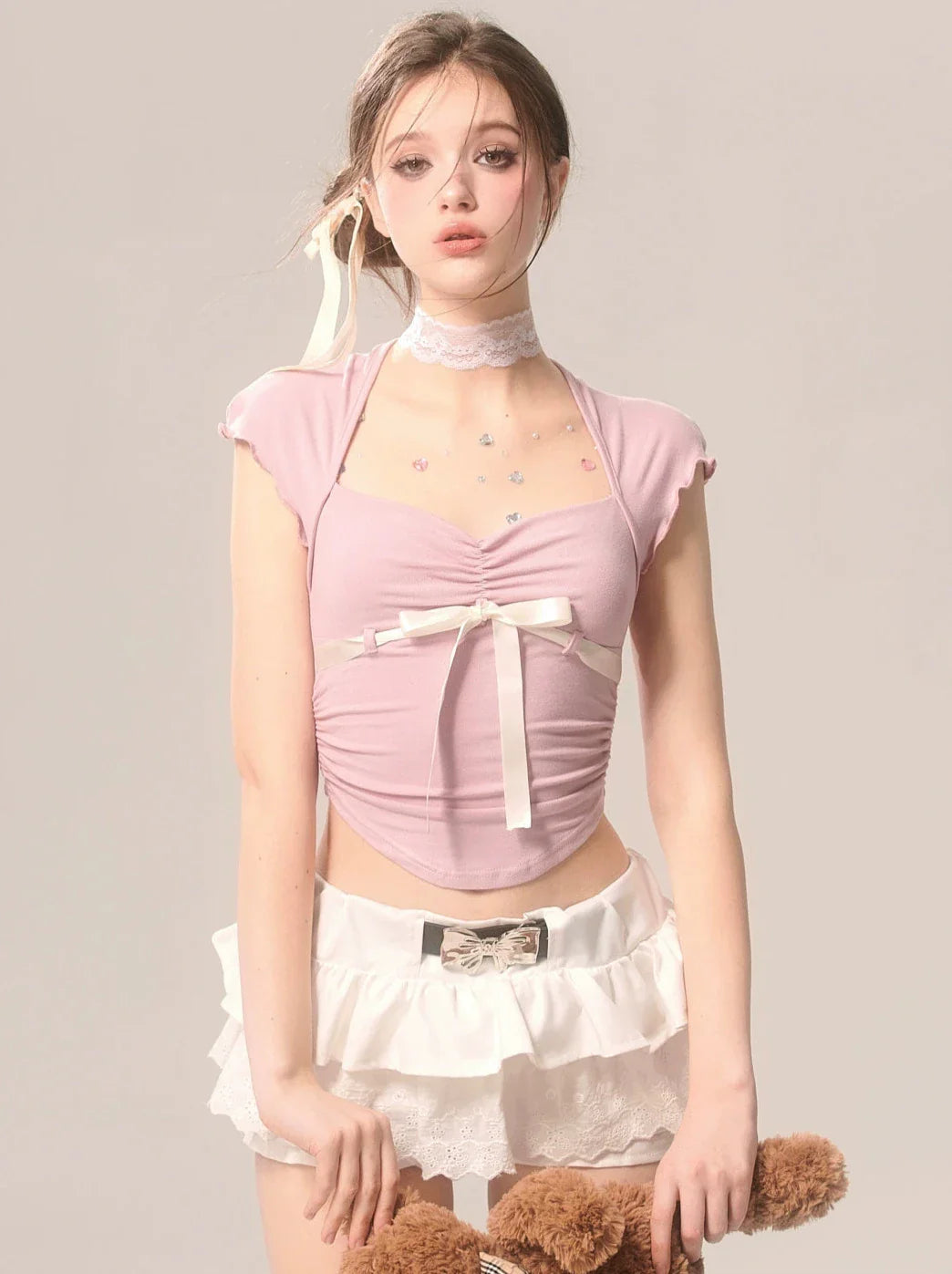 Top Strap Ruffle Romantic Ribbon