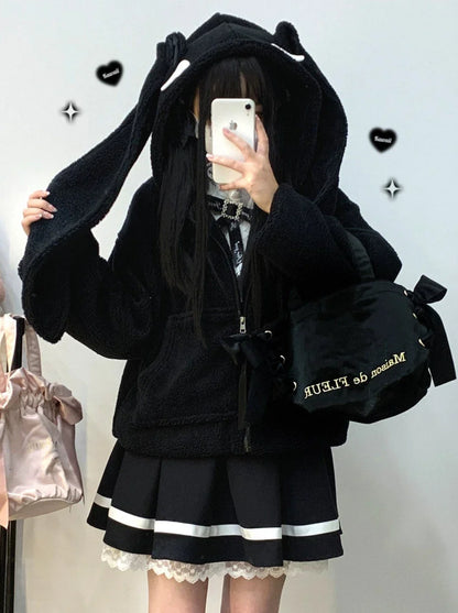 Plush Short/Long Bore Foodie Ears Zip Bunny Jacket