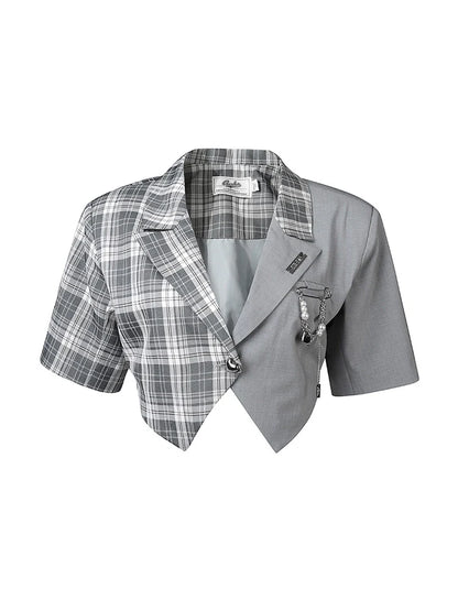 Short Summer Jacket + Asymmetrical Check