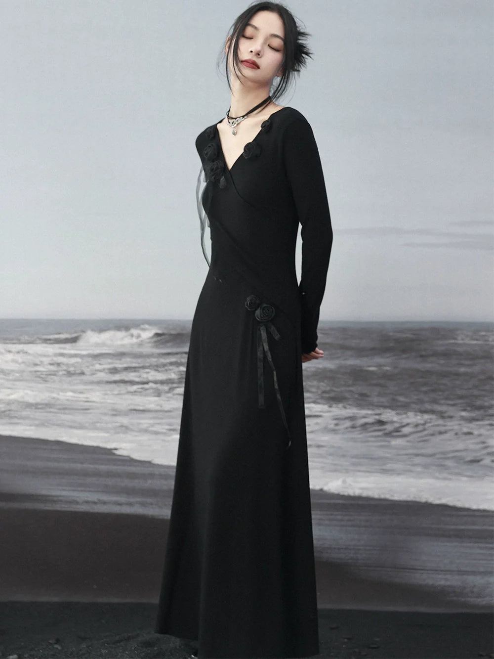 Knit V-Neck Mode Slim Dress