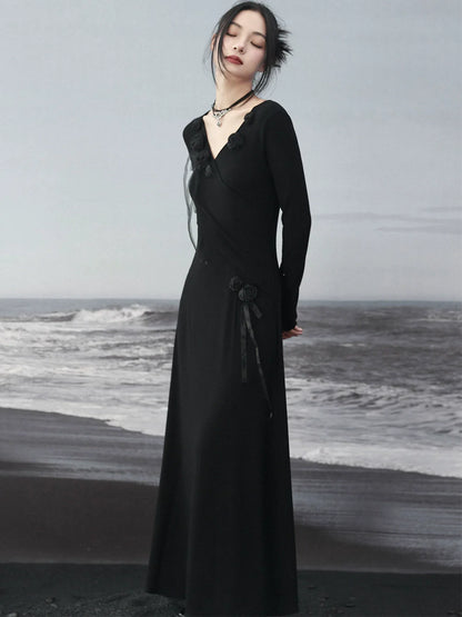 Knit V-Neck Mode Slim Dress